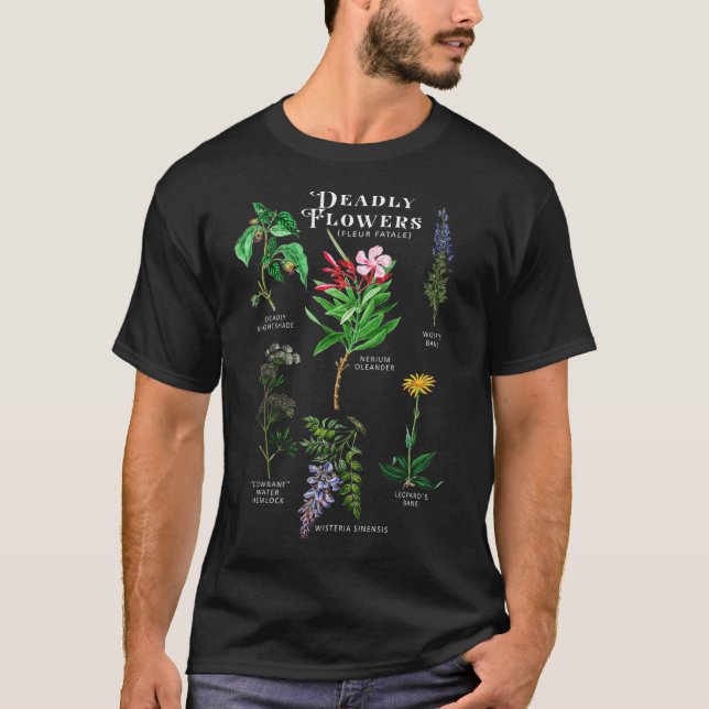 Camiseta Flores Venenosas Fleur Fatale Fêrea Halloween Gif (Frente)