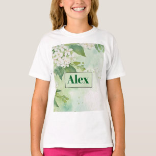 Camiseta Flores Verde Modernas Aquarela & personalizar