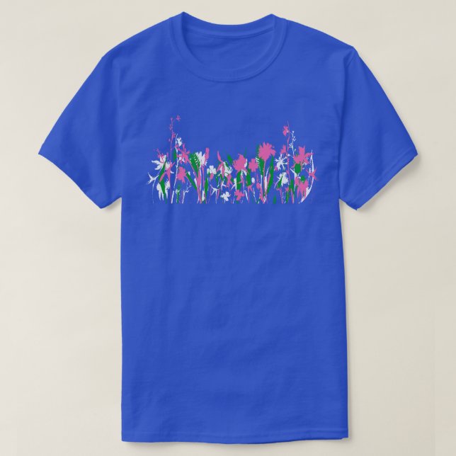 Camiseta Flores verdes e brancas bonito e flores silvestres (Frente do Design)