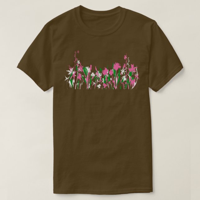 Camiseta Flores verdes e brancas bonito e flores silvestres (Frente do Design)