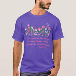Camiseta Flores verdes e brancas cor-de-rosa e flores silve