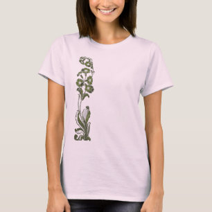 Camiseta Flores verdes escuro (parte dianteira e parte
