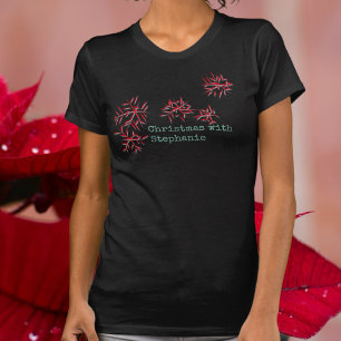 Camiseta Flores vermelhas do Natal — tipografia verde — nom