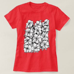 Camiseta Flores Vermelhas Rosa