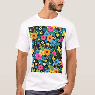 Camiseta Flores Vibrantes Ditsy Padrão Floral Design-43785