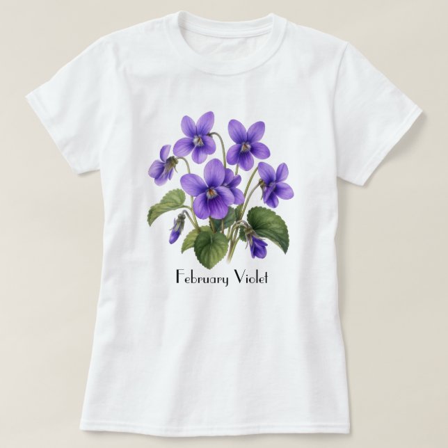 Camiseta Flores Violeta de Fevereiro (Frente do Design)