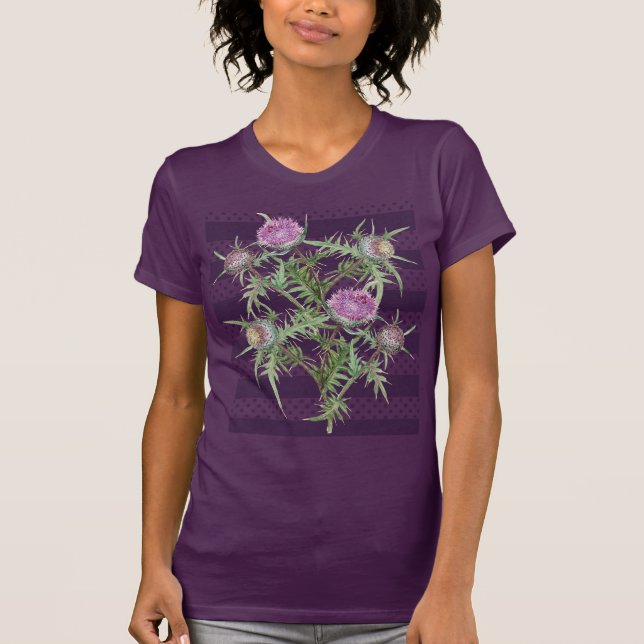 Camiseta Flores violeta-liste (Frente)