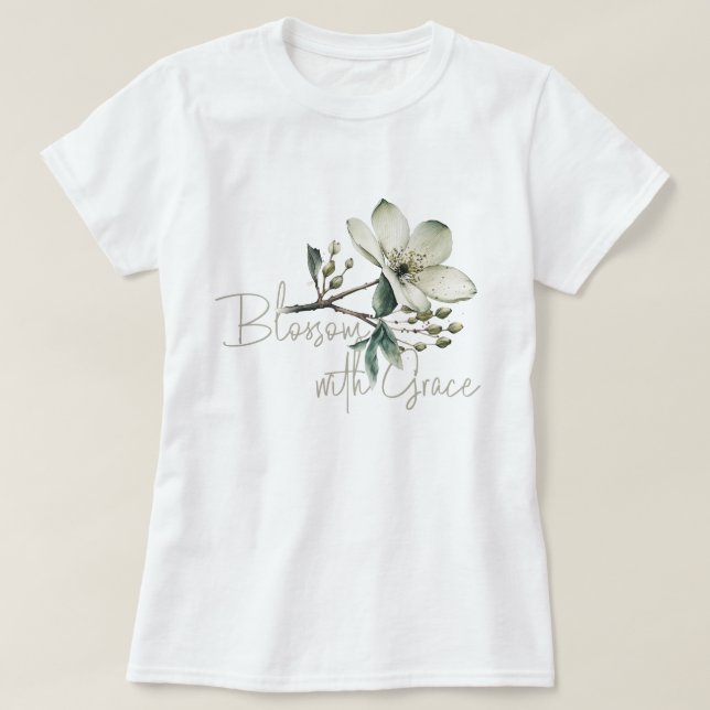 Camiseta Florescer com Graça Floral Inspirador (Frente do Design)