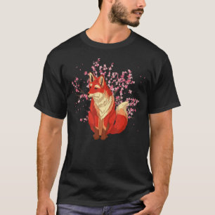Camiseta Floresta Animal Cereja Flor Sakura Natureza Fox