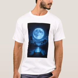 Camiseta Floresta Celestial Iluminada pela Lua Estética Ref