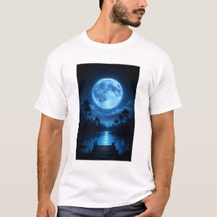 Camiseta Floresta Celestial Iluminada pela Lua Estética Ref