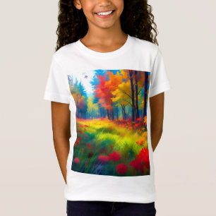 Camiseta Floresta com Árvores e Flores Coloridas-47560