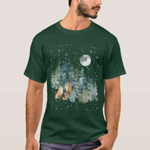 Camiseta Floresta da Família Fox com Lua Cheia