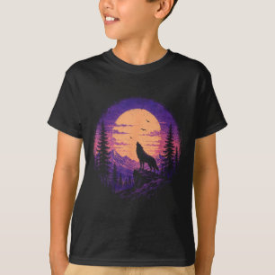 Camiseta Floresta da montanha do lobo natureza selvagem lua