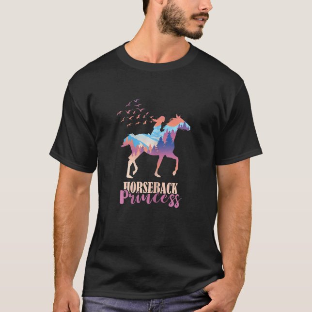 Camiseta Floresta da Princesa de Equitação   Cavalgada (Frente)