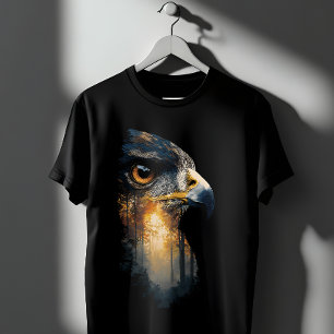 Camiseta Floresta de Águia Majestosa Arte de Natureza com D