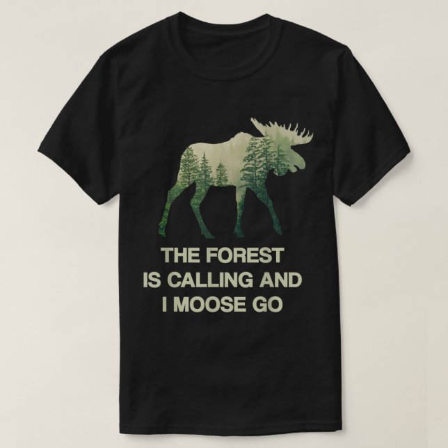 Camiseta Floresta de Alces Chamando Design Divertido (Frente do Design)