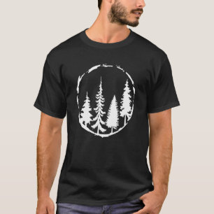 Camiseta Floresta de Árvore Minimalista ao ar livre e Gráfi