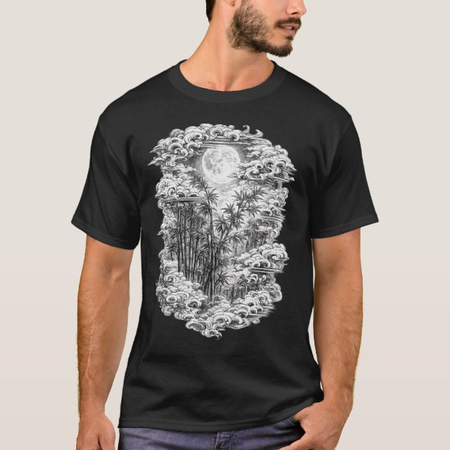 Camiseta Floresta de Bambu Japonesa | Ukiyo-e Lua  (Frente)