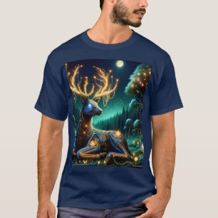 Camiseta Floresta de Cervo Cibernético Fofo de Fantasia
