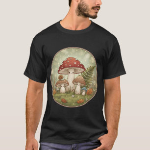 Camiseta Floresta de Cogumelos Caprichosos Fofa Cottagecore