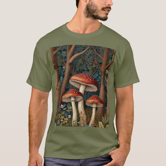 Camiseta Floresta de cogumelos retrorelegante (Frente)