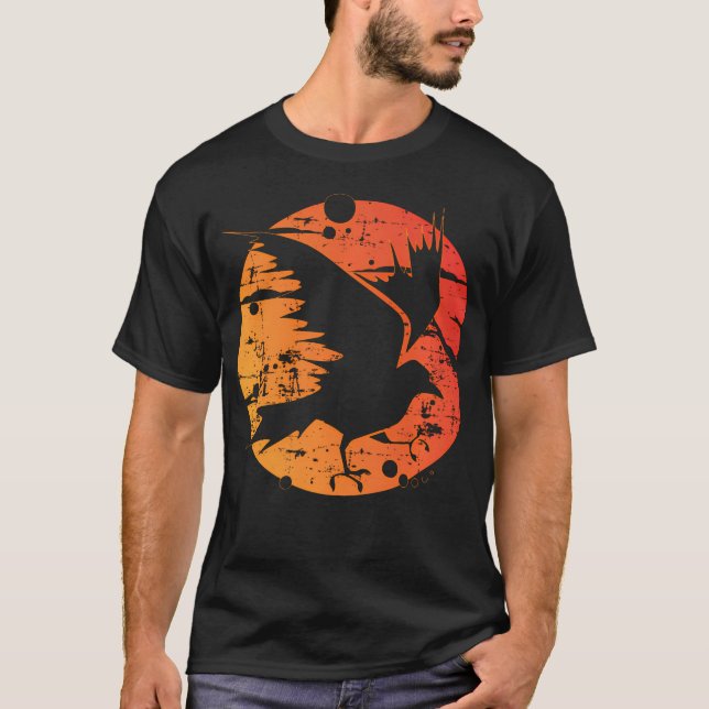 Camiseta Floresta de Corvos Assustadores Ave Gótica Preta (Frente)