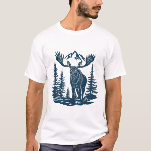 Camiseta Floresta de Inverno Alce na Margem do Lago