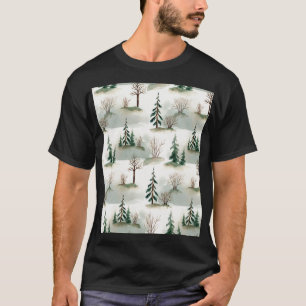 Camiseta Floresta de inverno: desfoque verde desenhado à mã