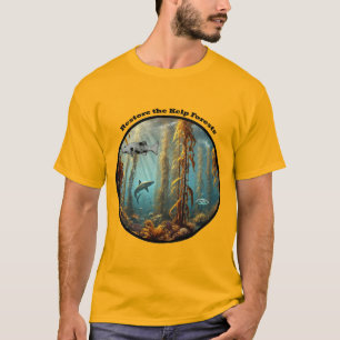 Camiseta Floresta de Kelp Submarina com Peixe e Lagosta URM