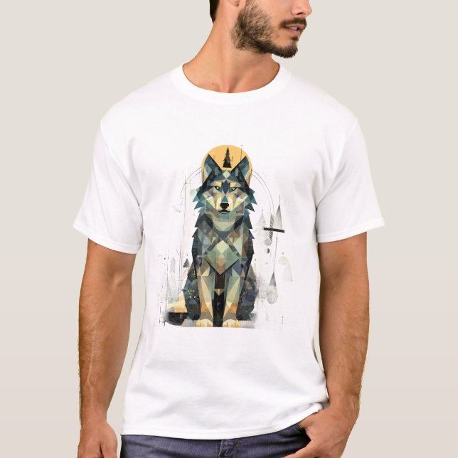 Camiseta Floresta de Lobo Abstrato (Frente)