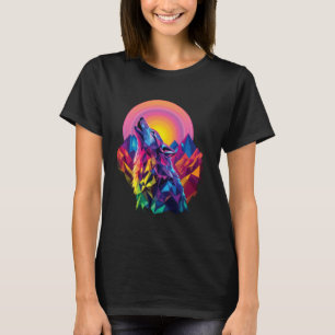 Camiseta Floresta de Lobo Lua Vintage Còsmico Amante de Lob