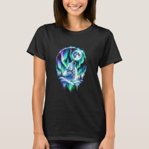 Camiseta Floresta de Lobo Lua Vintage Còsmico Uivando Amant