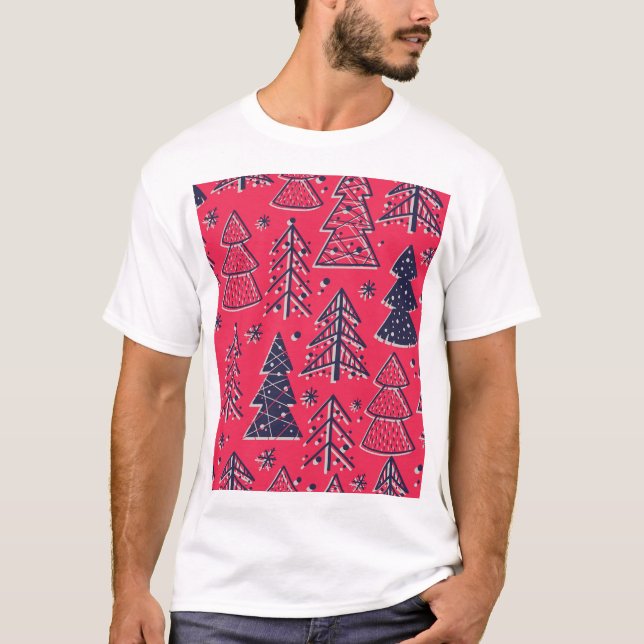 Camiseta Floresta de Natal: Papel de Wallpaper Silhouette d (Frente)