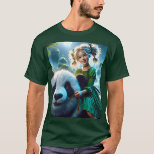 Camiseta Floresta de Panda Bonita Fantasy
