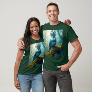Camiseta Floresta de Pássaros Azuis Fantasy