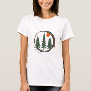 Camiseta Floresta de pinheiros com paisagem mínima