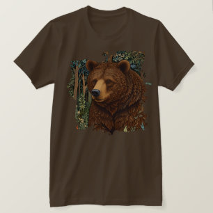 Camiseta Floresta de trabalho de arte boho-do-urso-pardo