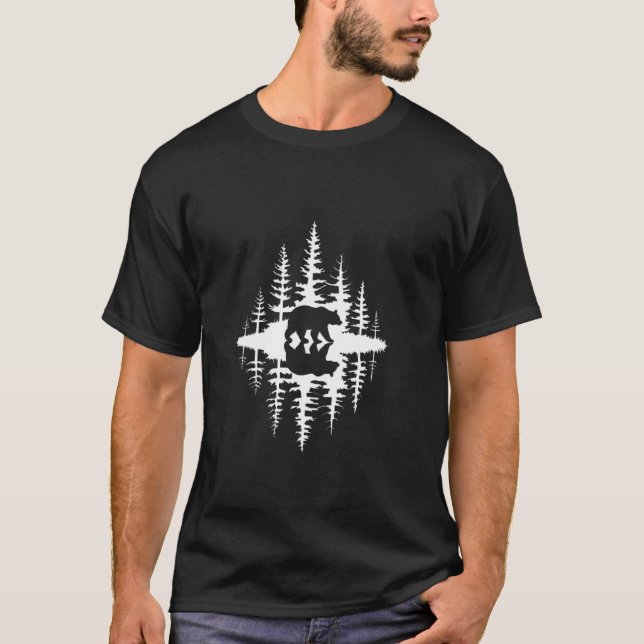 Camiseta Floresta de Urso Reflexão Design da Natureza (Frente)