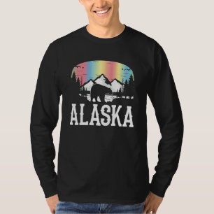 Camiseta Floresta de Ursos Luzes do Norte do Alasca Alasca