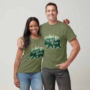 Camiseta Floresta de Ursos Selvagens e Livres Natureza Vint
