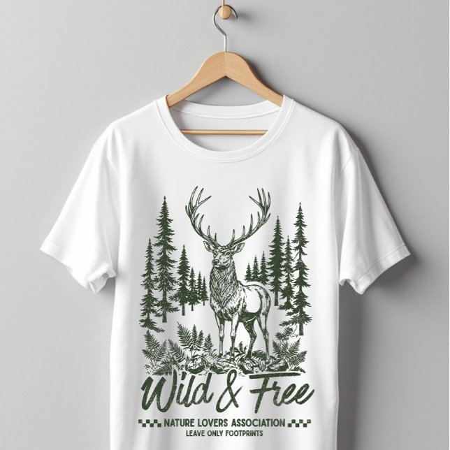 Camiseta Floresta de Veados Selvagens e Livres Natureza (Criador carregado)