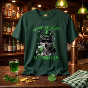 Camiseta Floresta Divertida Verde Não Estou Tão Bêbado Lobo