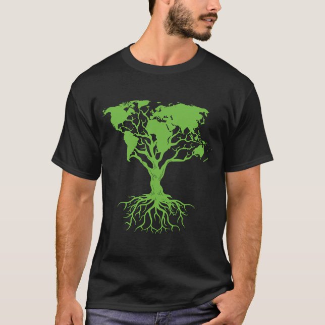 Camiseta Floresta do Mapa Mundial Salva o Terreno de Desmat (Frente)