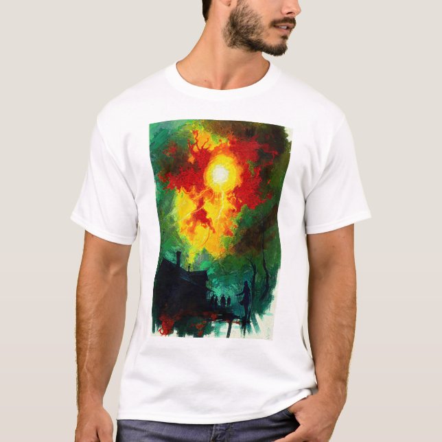 Camiseta floresta escura e assustadora tensa (Frente)