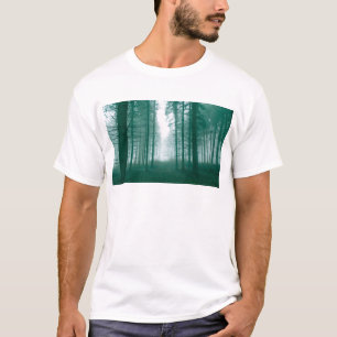 Camiseta Floresta fantasma com neblina em verde