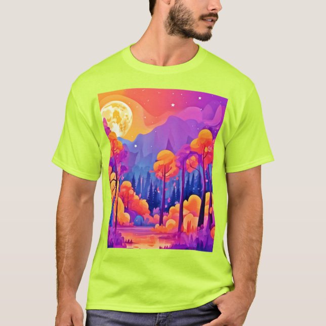 Camiseta Floresta Lua Vibrante (Frente)