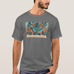 Camiseta Floresta Mágica de Narval gráfico retrô amigo