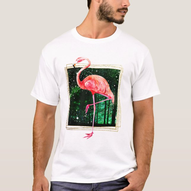 Camiseta Floresta Mágica Flamingo (Frente)