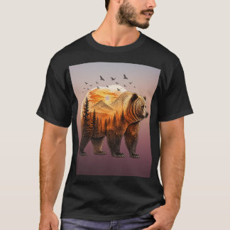Camiseta Floresta Montanhosa de Urso Cinzento